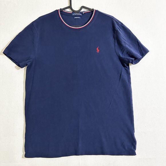 Polo Ralph Lauren Men's Custom Slim Fit Navy Short Sleeve Mesh Size - Medium - Picture 1 of 7